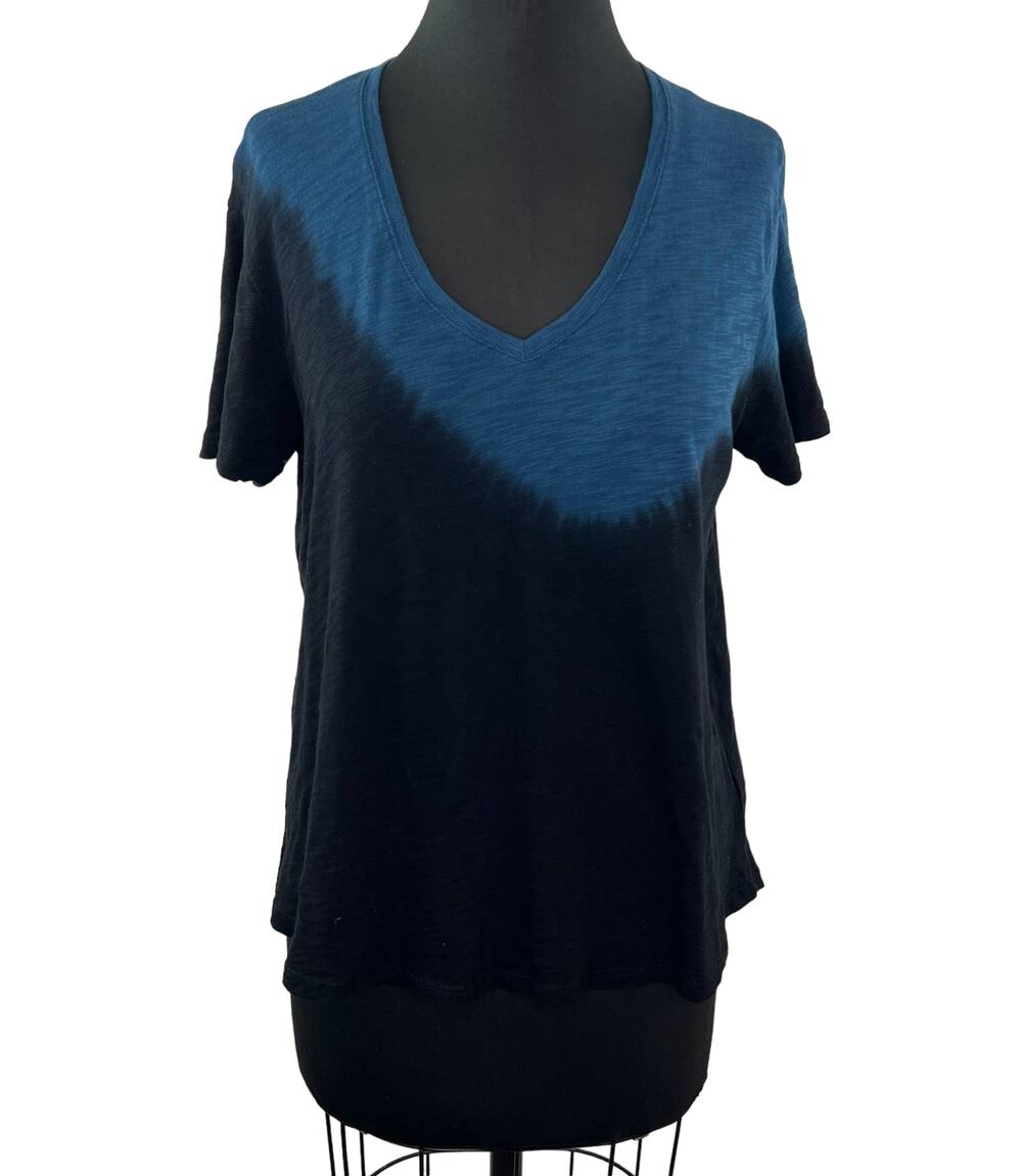 ATM Anthony Thomas Melillo Tie Dye Slub T-Shirt Lagoon Combo Blue Black Cotton S